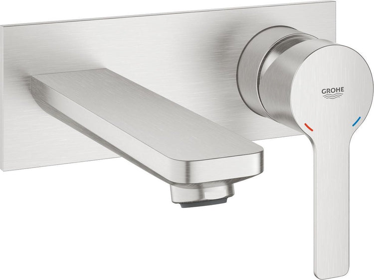 Grohe Lineare nouveau robinet de lavabo 2 trous m - bec moyen - mural - supersteel
