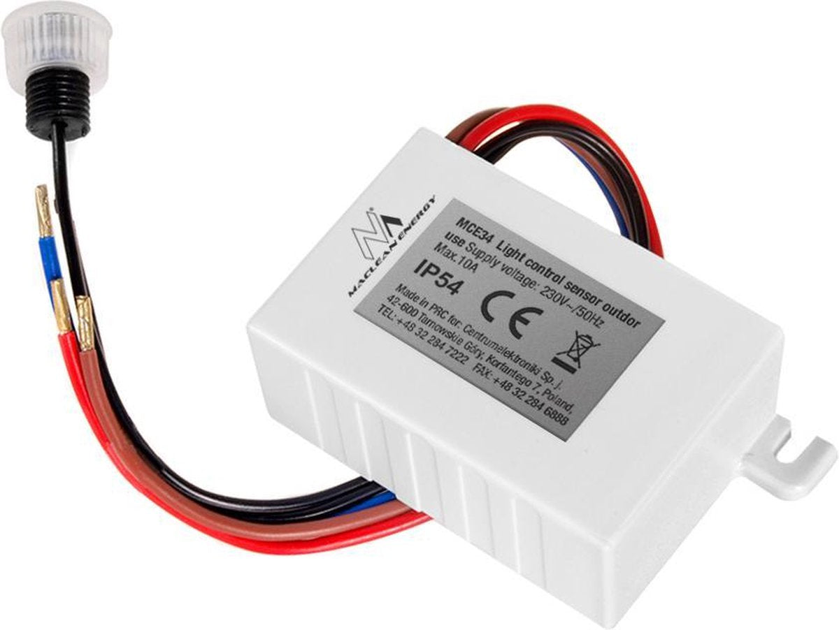 Maclean mce34 - interrupteur crépusculaire avec capteur externe - 2300w 50hz 10a