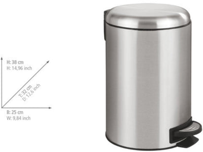 Wenko poubelle à pédale Leman 12 litres en acier inoxydable mat - couvercle à fermeture facile - poubelle - poubelle - poubelle - poubelle - poubelle