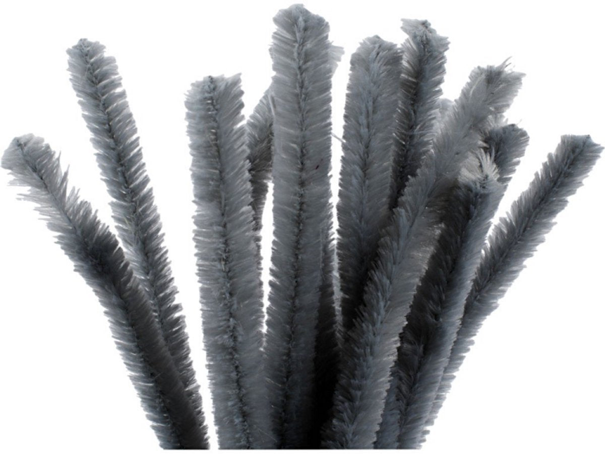 Creativ company chenille, l: 30 cm, épaisseur 15 mm, gris, 15 pièces 1 boîte