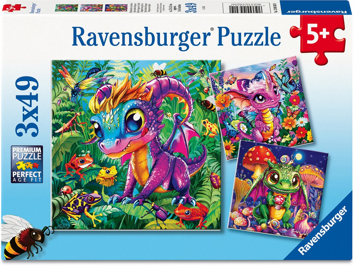 Ravensburger puzzle bébé dragons de jardin - 3x49pcs.