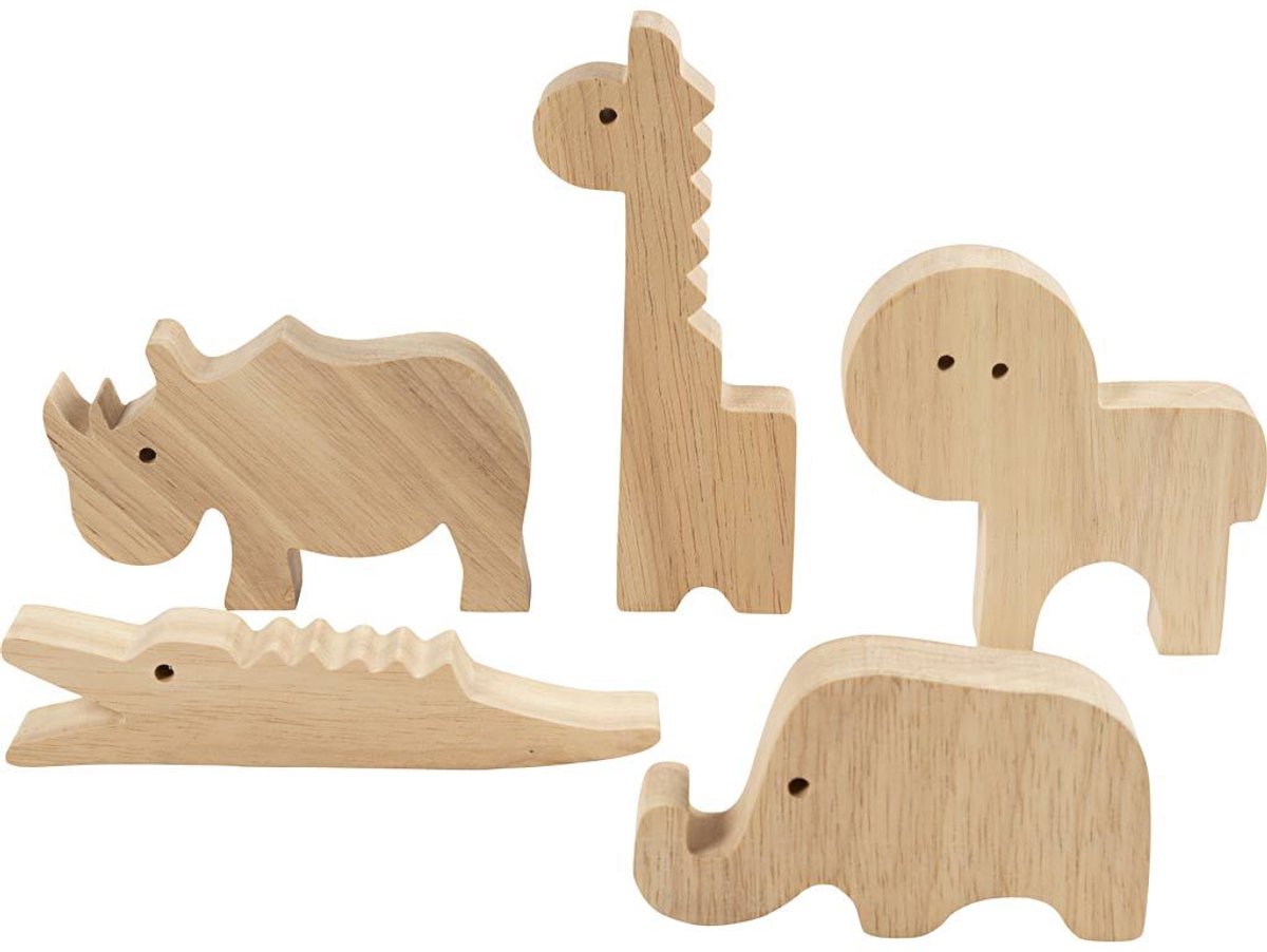Creativ company animaux en bois, safari, h : 3-14,5 cm, épaisseur 2 cm, 10 pièces 1 boîte