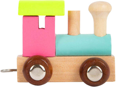 Petit pied - Locomotive de police en bois colorée - 12 pièces