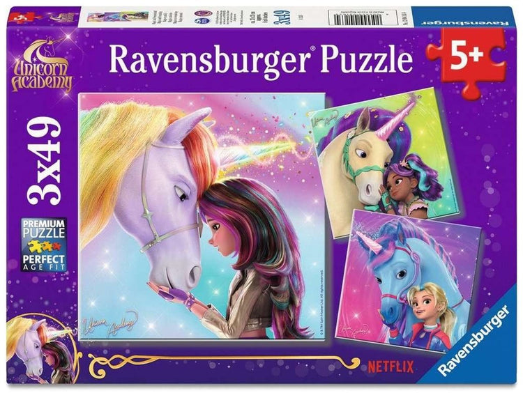 Puzzle enfant Ravensburger 3x49 pièces - Académie des Licornes - Magie et amitié