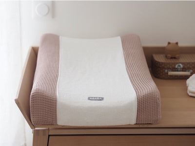 Béaba housse sofalange® - pour matelas à langer en angle - 100% coton biologique (gots) - housse de matelas à langer douce et absorbante - rose