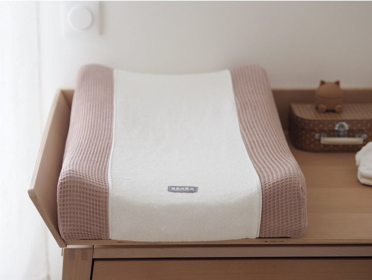 Béaba housse sofalange® - pour matelas à langer en angle - 100% coton biologique (gots) - housse de matelas à langer douce et absorbante - rose