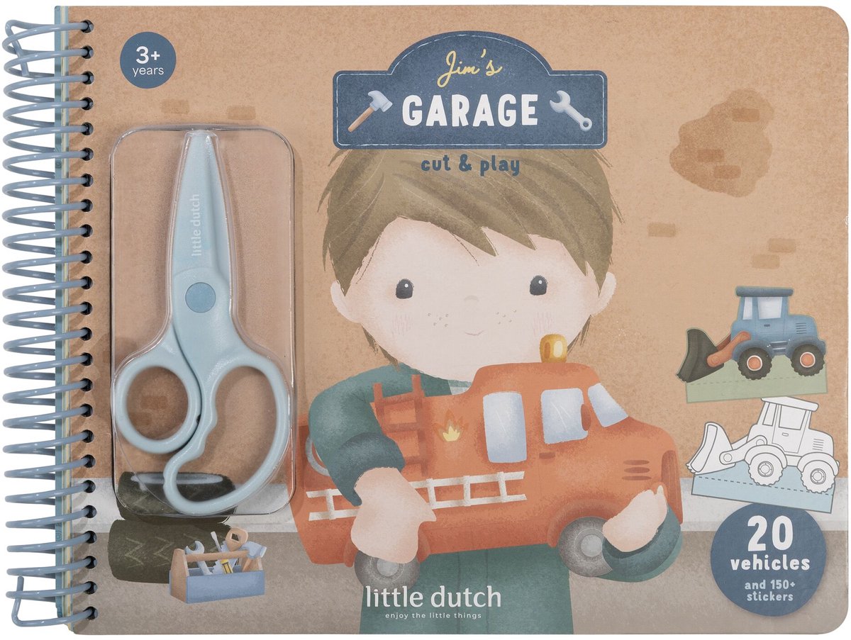 Little Dutch Craft Book Jim Friends - Fabrication de voitures - Complet avec ciseaux sans danger pour les enfants - Jouets créatifs à partir de 3 ans