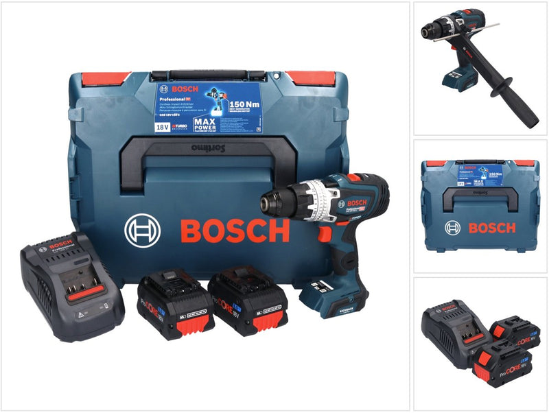 Tournevis Bosch professional gsb 18v-150 c - biturbo - avec 2x batteries 18 v (8,0 ah) et chargeur - en l-boxx
