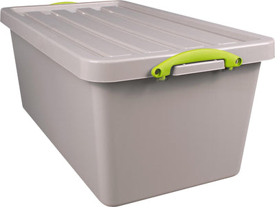 Boîte vraiment utile boîte de rangement recyclée 82 l, emboîtable, grise 3 pièces
