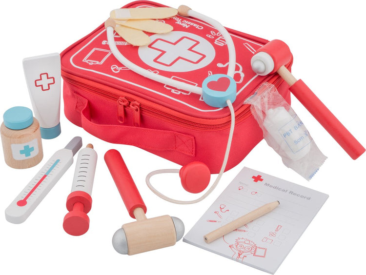 Woet ® coffret de médecin en bois pour enfants - trousse de médecin jouet avec 10 accessoires - jeu de rôle éducatif pour enfants - à partir de 3 ans