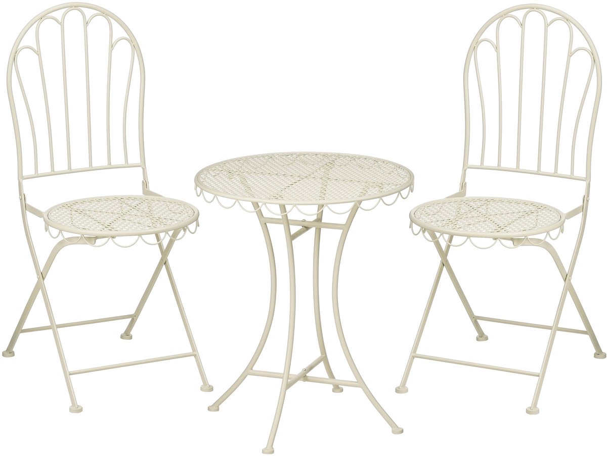 Mica decorations ensemble bistro marseille - lot de 3 - fer - blanc cassé