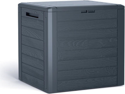 Prosperplast - caisse de jardin woodebox boîte à coussins verrouillable en plastique 140 litres anthracite