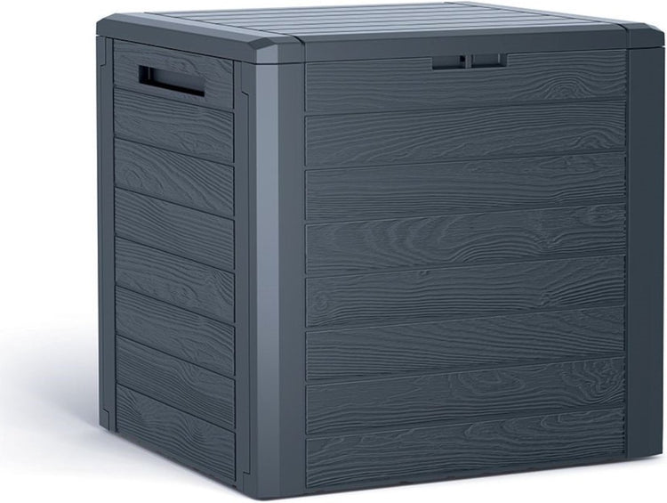 Prosperplast - caisse de jardin woodebox boîte à coussins verrouillable en plastique 140 litres anthracite