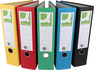 Classeur Q-connect, pour ft A4, en papier Recycolor, dos de 8 cm, couleurs assorties