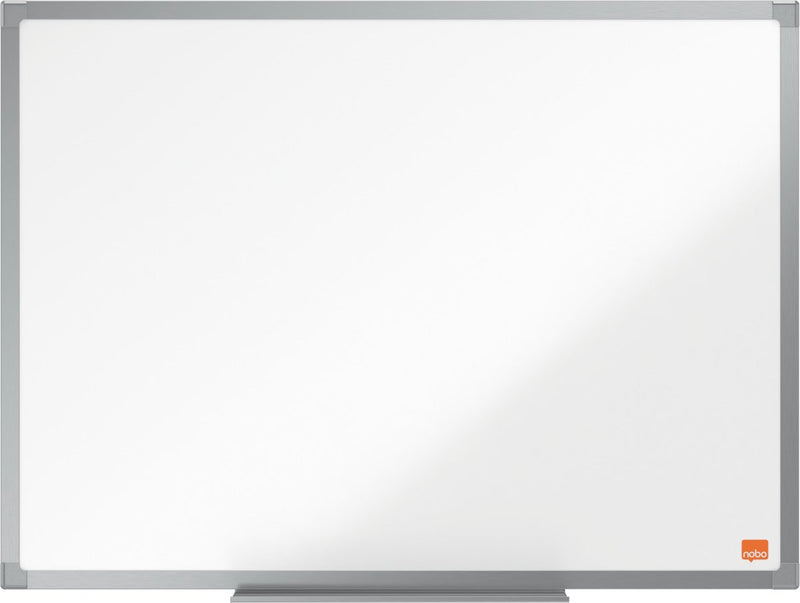 Tableau blanc émaillé magnétique Nobo essence avec plumier - 600x450mm - blanc