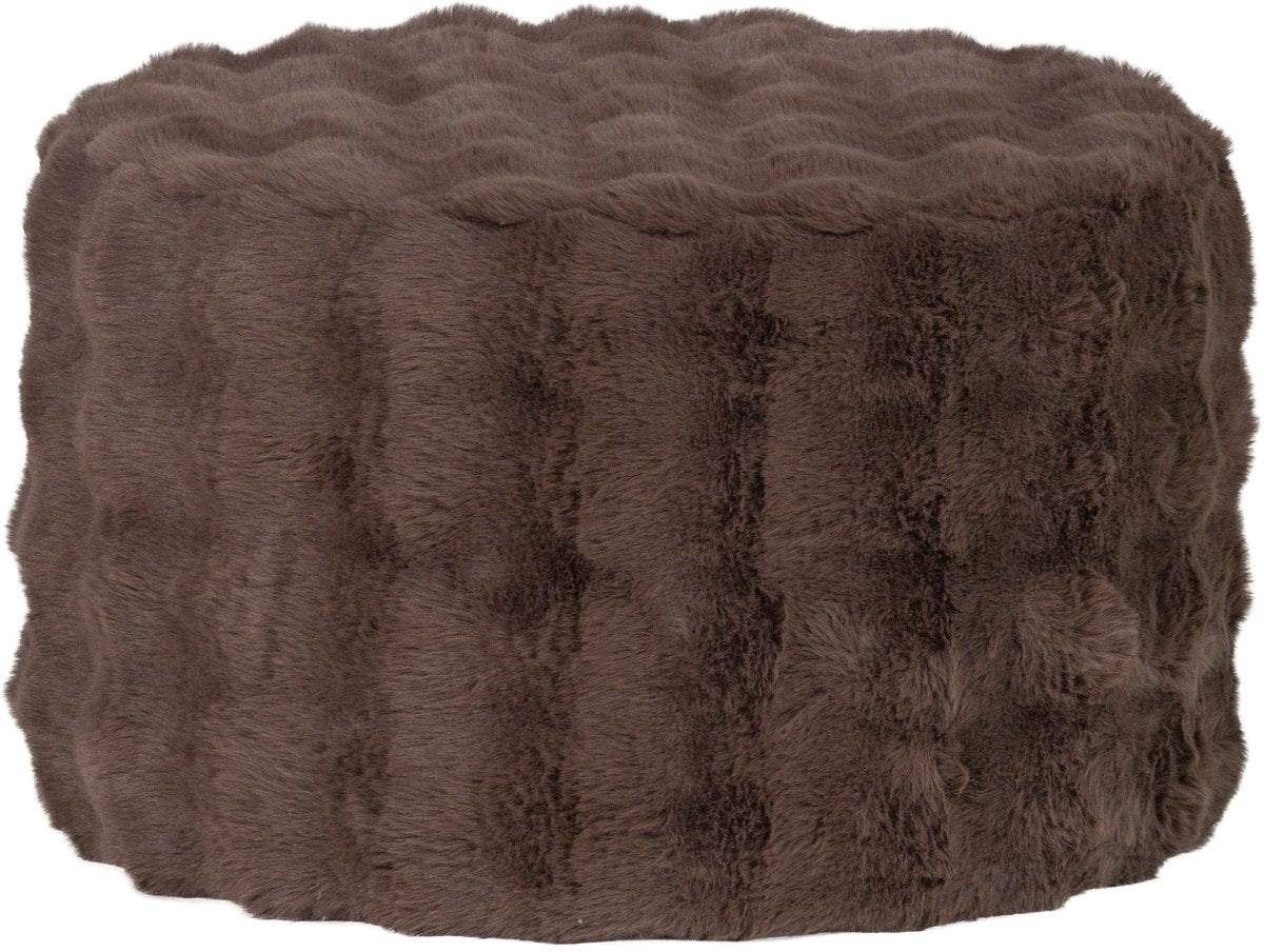 Pouf bas Woood olive - tissu moelleux - marron - 36x60x60
