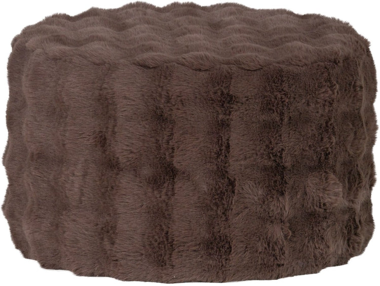 Pouf bas Woood olive - tissu moelleux - marron - 36x60x60