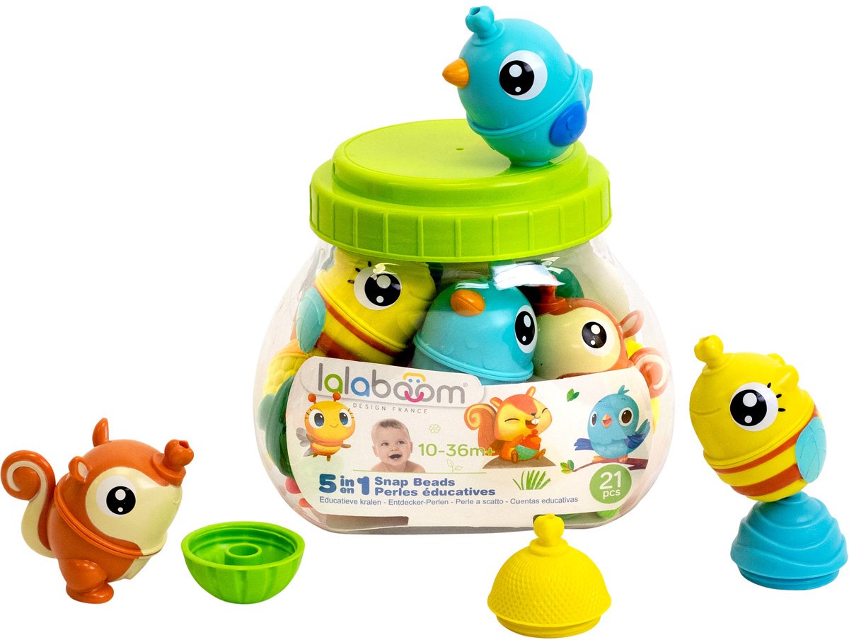 Lalaboom - perles éducatives avec animaux de la forêt - abeille, oiseau et écureuil - 21 pièces
