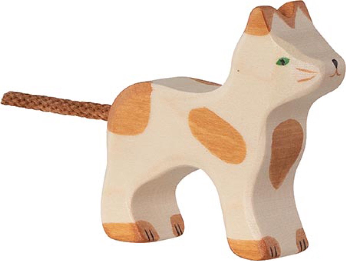 Ferme Holztiger - chat petit debout - 6x2x6cm - figurine en bois - fait main