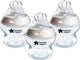Tommee tippee biberons natural start 0 mois et plus, lot de 3 biberons 150 ml, tétine en forme de sein pour une succion naturelle, faible débit, autostérilisante et sans BPA, les essentiels de l'alimentation de bébé