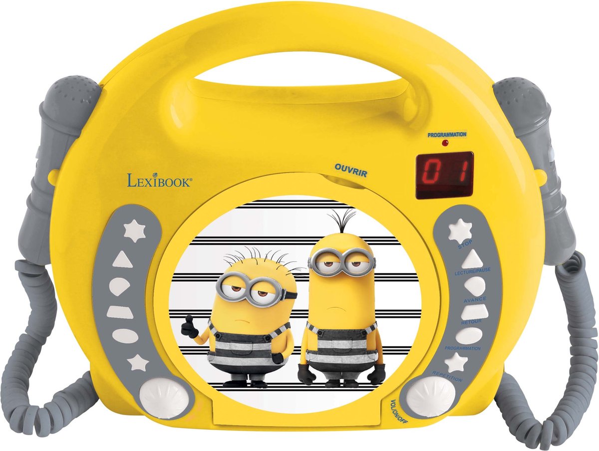 Lecteur CD portable Lexibook les Minions avec 2 microphones pour chanter
