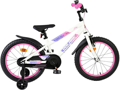 Vélo enfant Volare Lily - filles - 18 pouces - blanc rose violet - deux freins à main