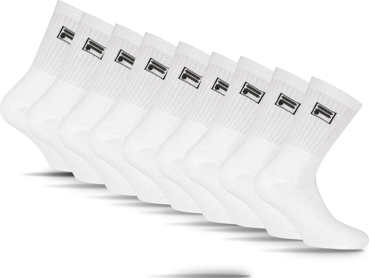 Fila chaussettes de sport de tennis petit logo - taille 39 42 - paquet de 9 - blanc