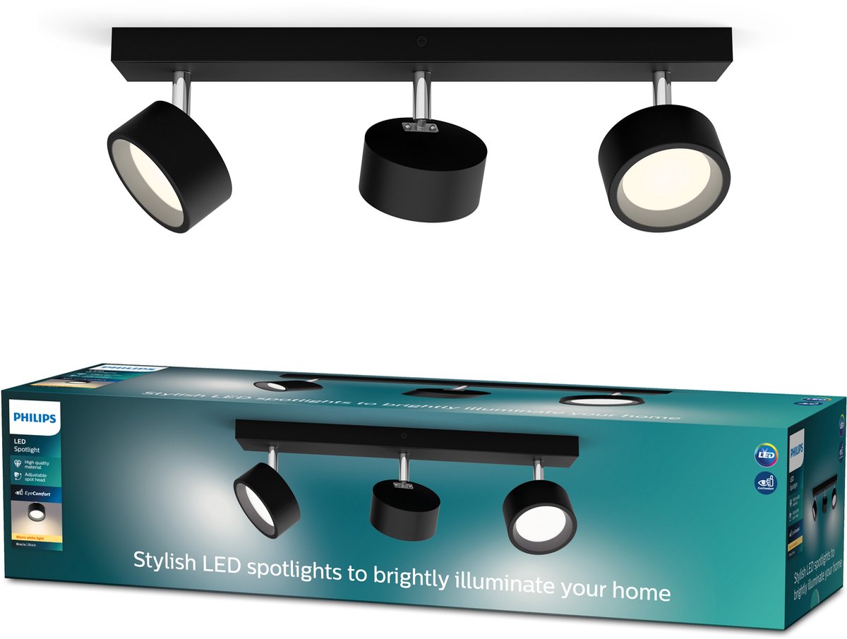 Philips LED Philips Bracia Bar noir 27k 3x5,5w 27k