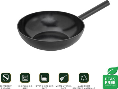 Poêle wok Combekk forest easy ø 28 cm - sans PFA - revêtement antiadhésif en céramique - 100% recyclé - convient à l'induction - passe au lave-vaisselle
