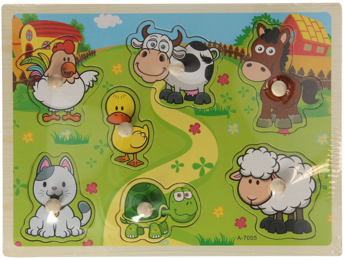 Puzzle en bois animaux de la ferme, 7 pcs.