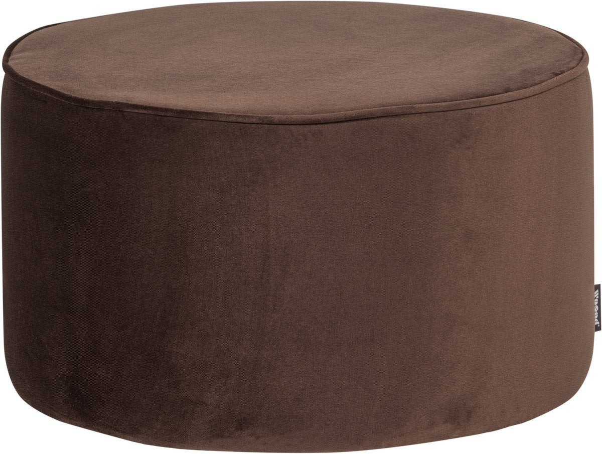 Woood pouf sara haut 36xø60 cm - velours - marron foncé