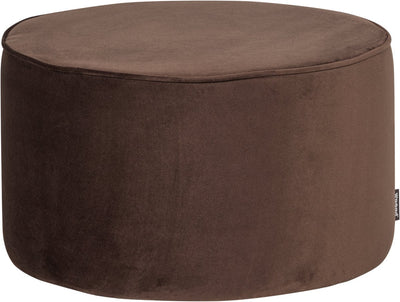 Woood pouf sara haut 36xø60 cm - velours - marron foncé