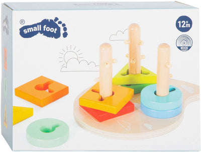 De petites formes de bois et des jouets de skappage à moteur triés, 10dlg.