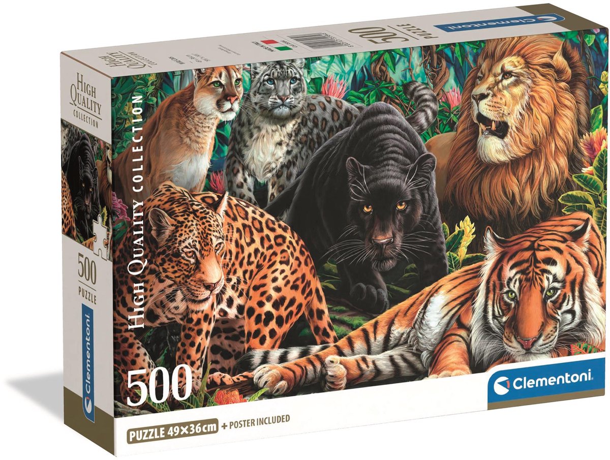 Clementoni Jigsaw Puzzle Cats sauvages, 500e.