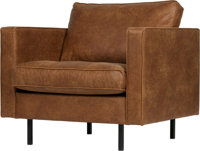Fauteuil classique Woood rodeo - cuir recyclé - cognac - 83x98x88