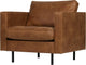 Fauteuil classique Woood rodeo - cuir recyclé - cognac - 83x98x88