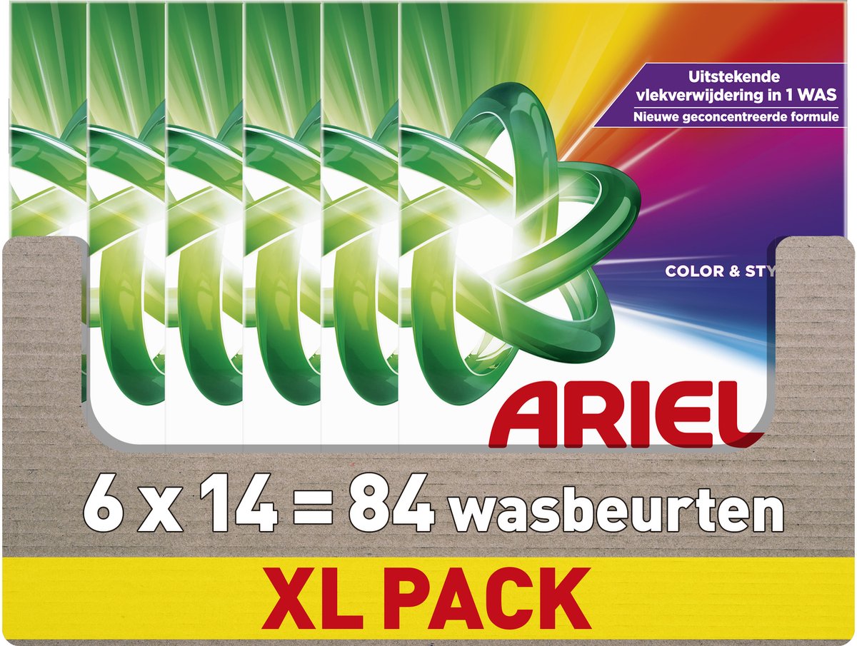Lessive en poudre couleur rapide soluble Ariel - 6 x 14 lavages