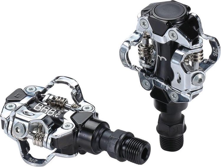 Pédales vtt vélo Bbb - support tactile - pédales spd VTT - pédales à clic légères - pédales de vélo avec crampons - aluminium noir - bpd-74