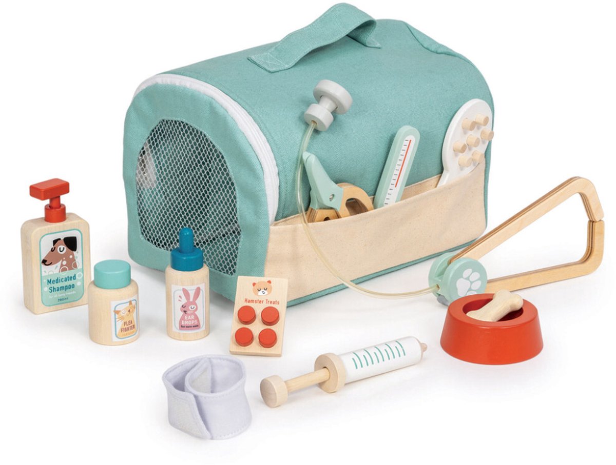 Sac de sauvetage pour animaux à feuilles tendres, ensemble de jouets vétérinaire pour enfants.