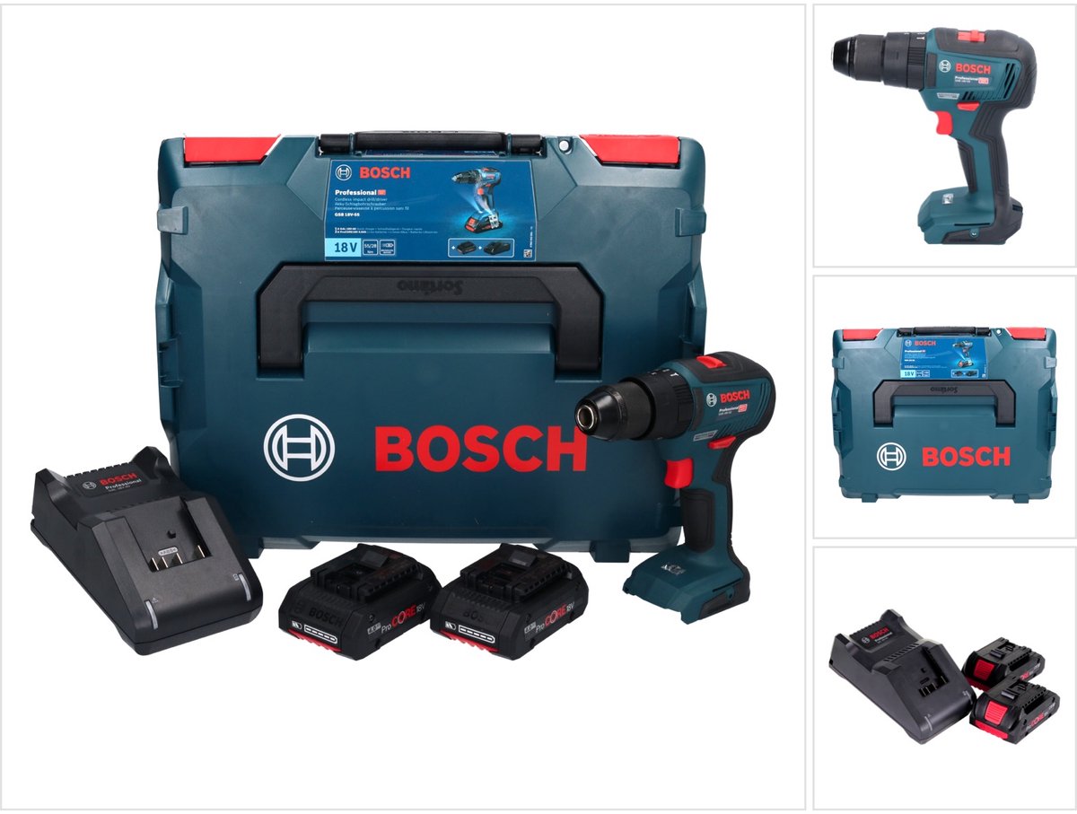 Perceuse à percussion sans fil Bosch GSB 18v-55 2x procore18v 4,0ah, chargeur gal 18v-40