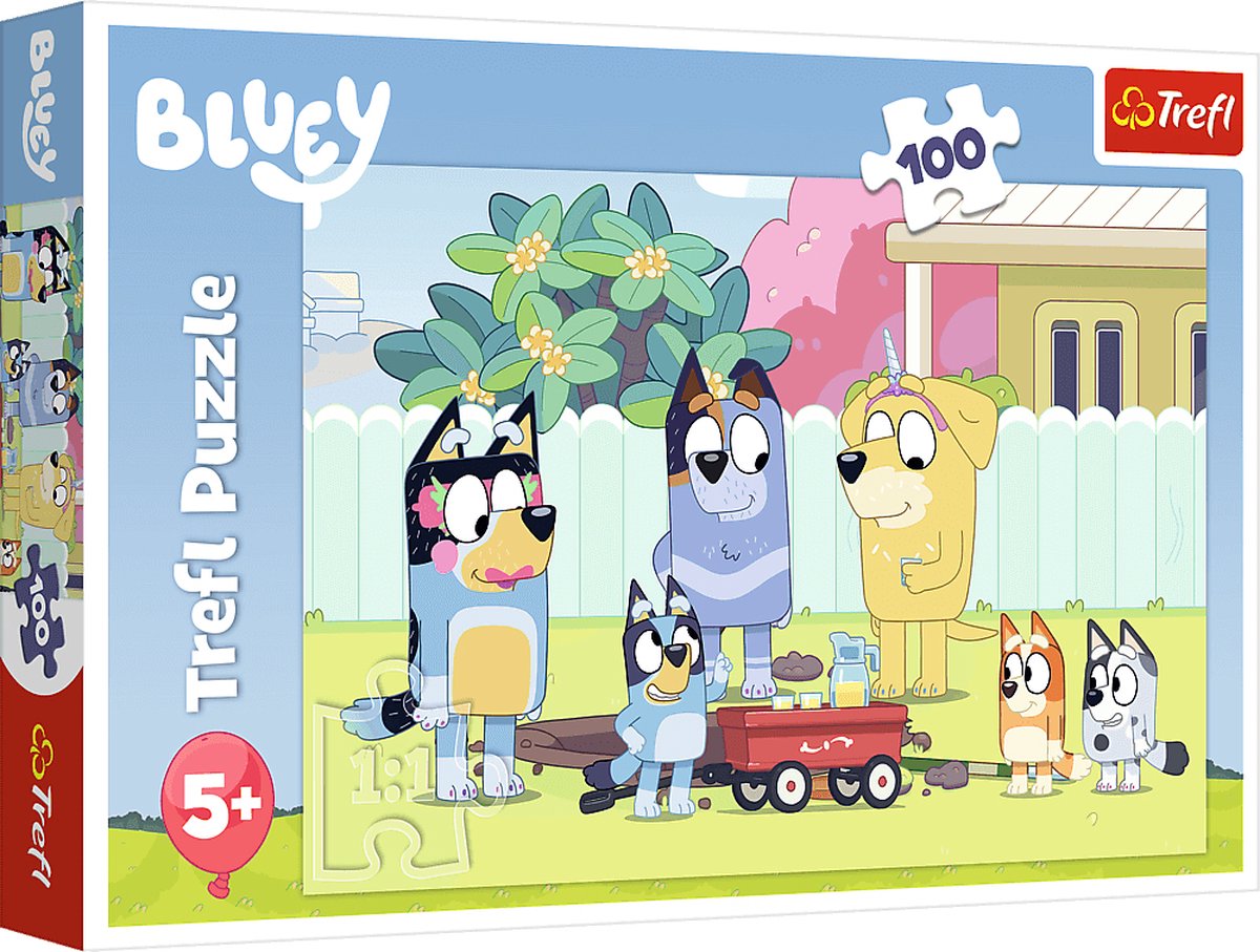 Série Trefl bluey – puzzle pour enfants – 100 pièces – papier brillant – haute qualité – produit écologique