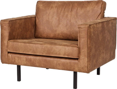 Fauteuil rodéo Woood - cuir recyclé - cognac - 85x105x86
