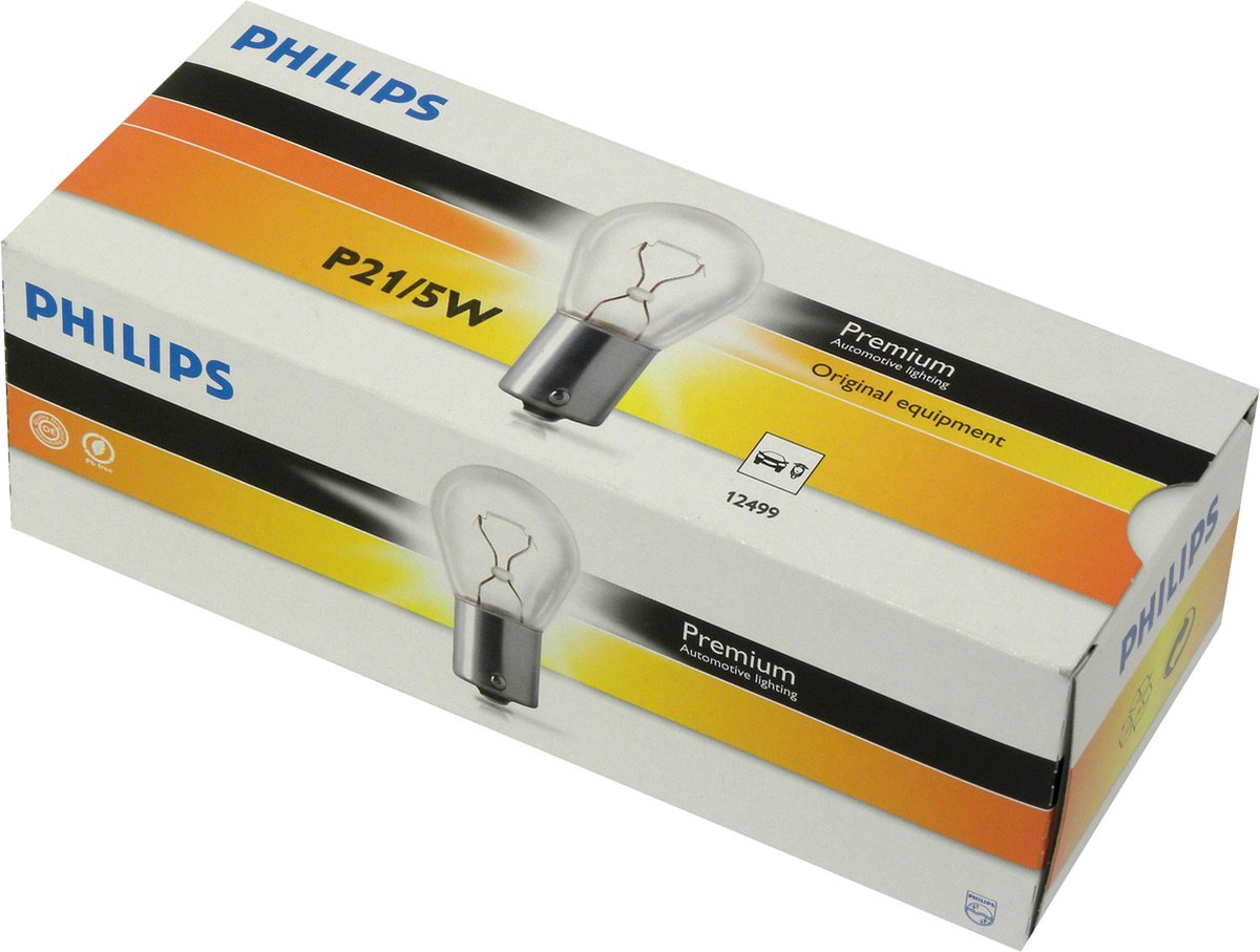 Philips ampoules de rechange voiture p21 5w transparentes 10 pièces