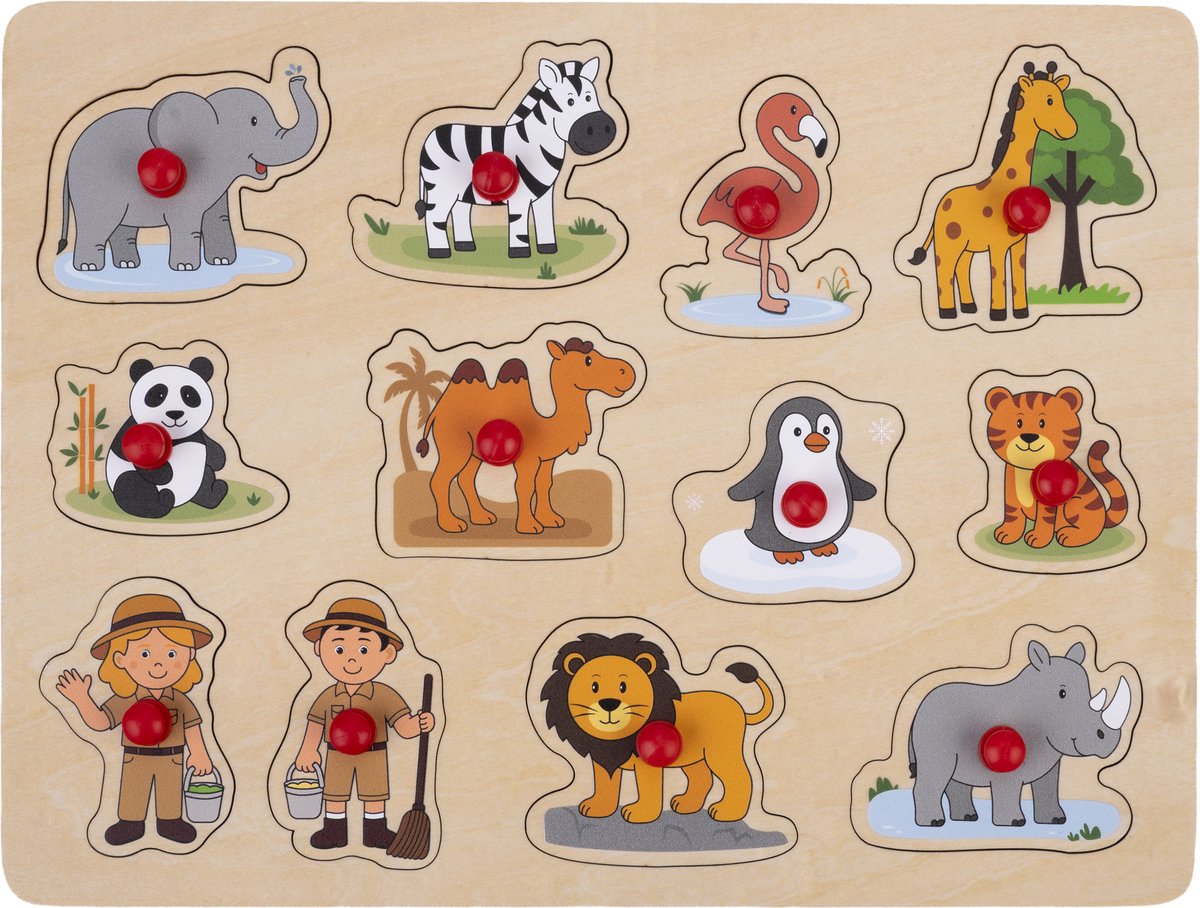 Puzzle de goujons de zoo - 12 pcs.