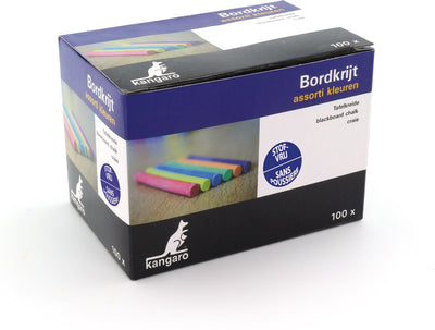 Craie pour tableau noir Kangaro - sans poussière - couleurs assorties - 100 pièces en boîte - k-n100cd