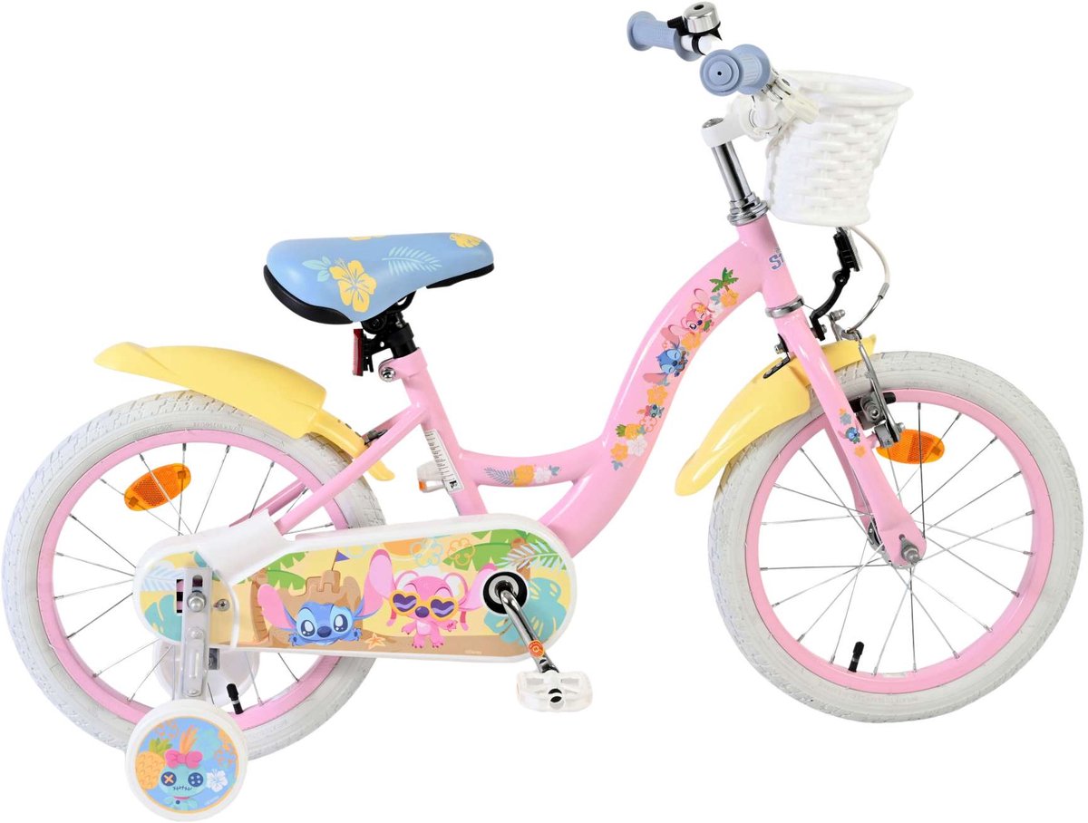 Disney Stitch Children's Bicycle - Girls - 16 pouces - Crème Coral Bleu
