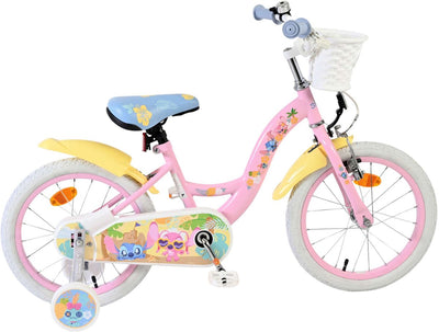 Disney Stitch Children's Bicycle - Girls - 16 pouces - Crème Coral Bleu