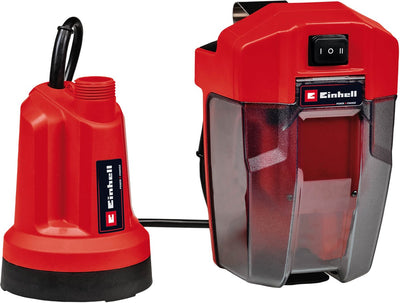 Boucle de pompe submersible à batterie Einhell 18 ll li solo - power x-change - 18 v li-ion - 4 500 l h - max. tête : 8 m - max. profondeur d'immersion : 4 m - aspiration jusqu'à : 1 mm - câble d'alimentation : 5 m - excl. batterie et chargeur