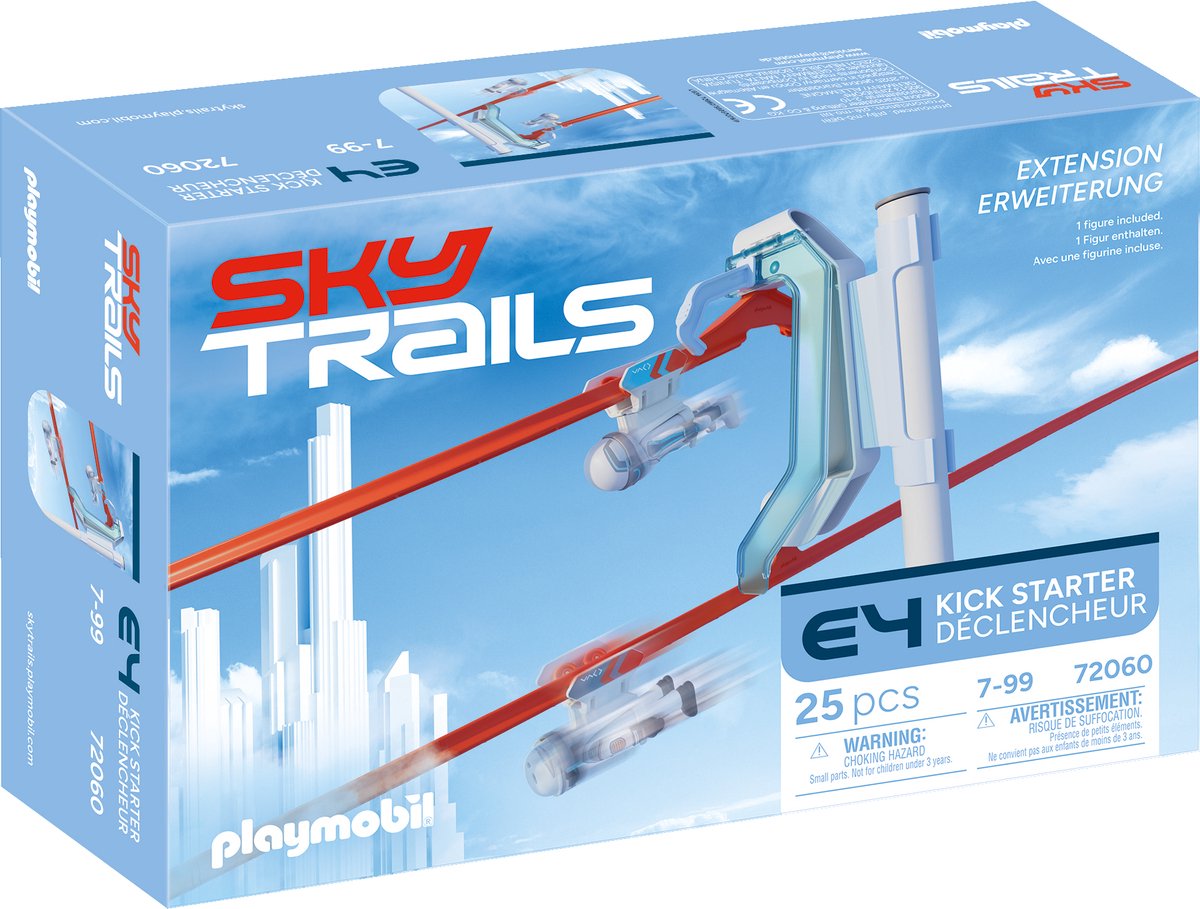 Playmobil Sky Trails Kick Starter - Double démarrage automatique pour pistes parallèles - Duels d'équipe créatifs et passionnants - pour pistes Sky Trails - 7 ans et plus - 72060