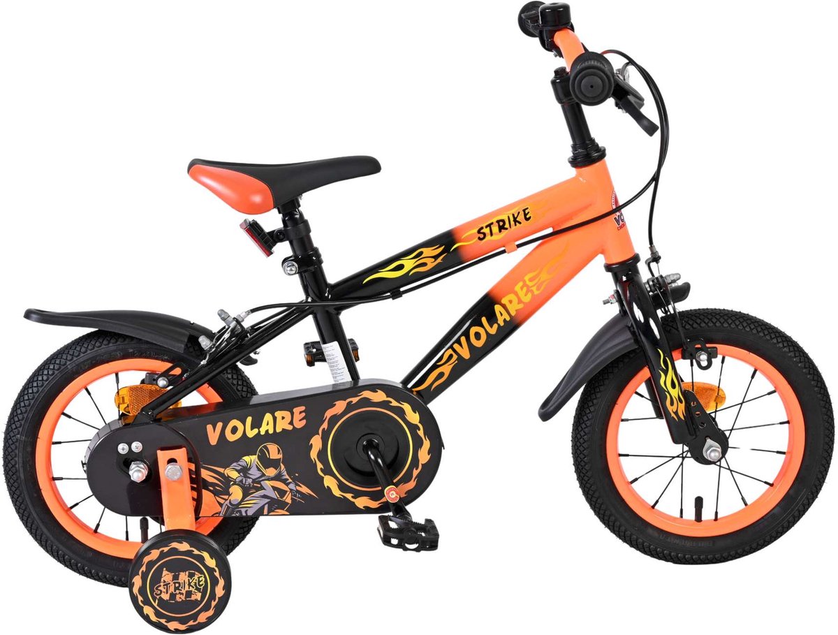 Vélo pour enfants Volare Strike - garçons - 12 pouces - noir orange - deux freins à main